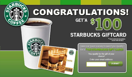 Free $100 starbucks gift card